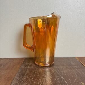 Vintage‎ Jeanette Orange Marigold Carnival Glass Pitcher Honeycomb Pitcher